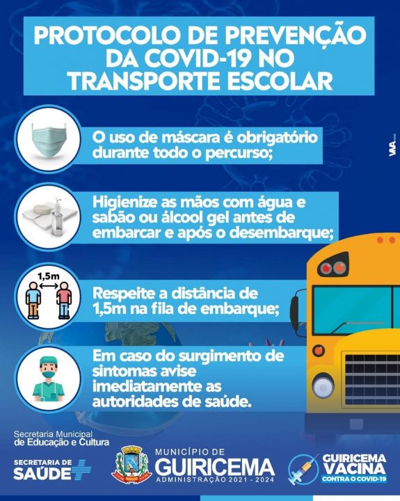 Prefeitura divulga protocolo de segurança no transporte escolar para a volta  as aulas – Prefeitura Municipal de Guiricema